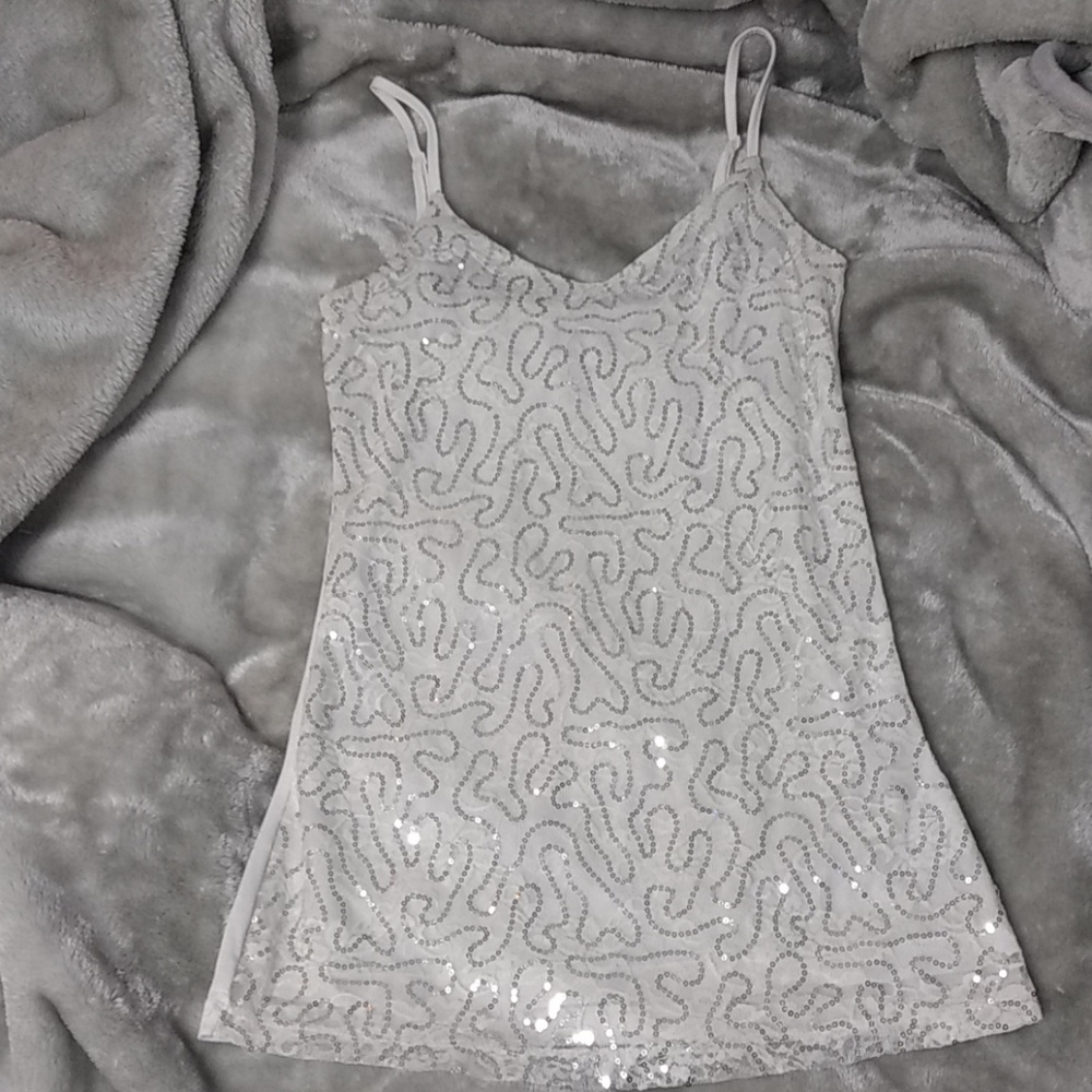 White sequin tank top